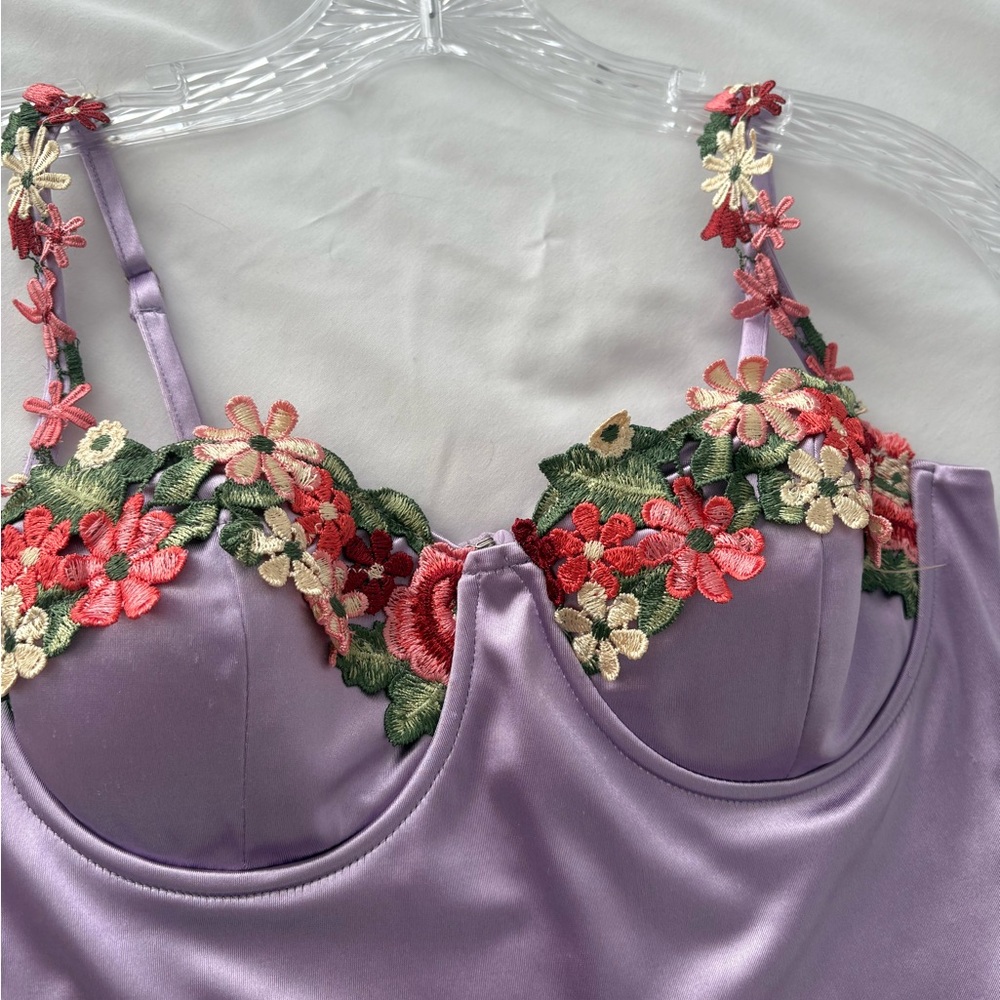 Windsor Floral Embroidered Lavender Dress